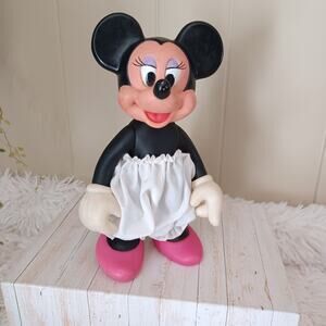 Vintage 80s Disney Minnie Mouse 9" Posable Vinyl Doll Arco Toys
